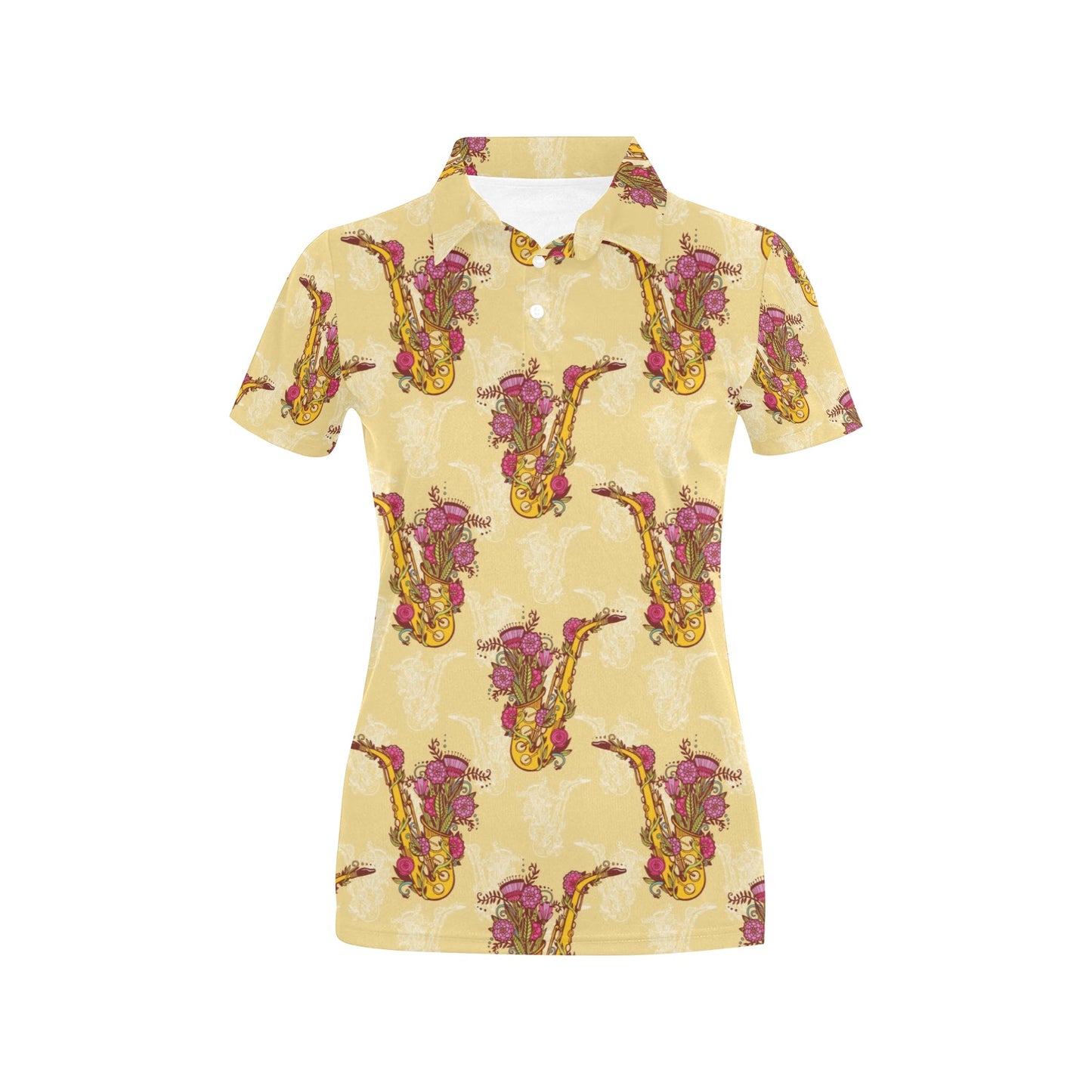 Saxophone Pattern Print Design 04 Women's Polo Shirt