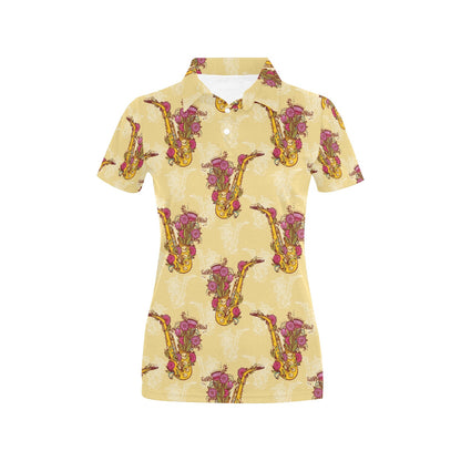 Saxophone Pattern Print Design 04 Women's Polo Shirt