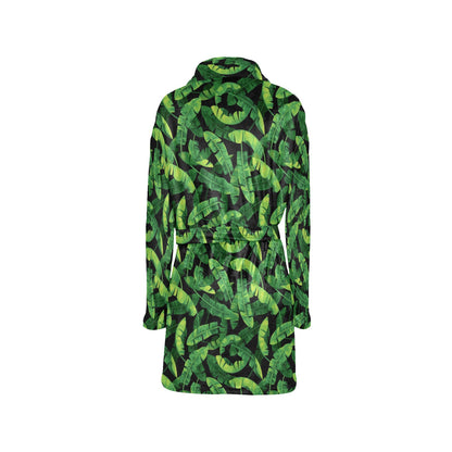 Banana Leaf Pattern Print Design 02 Women's Fleece Robe