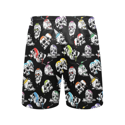 Skull Print Design LKS3013 Men's Swim Trunks Beach Shorts