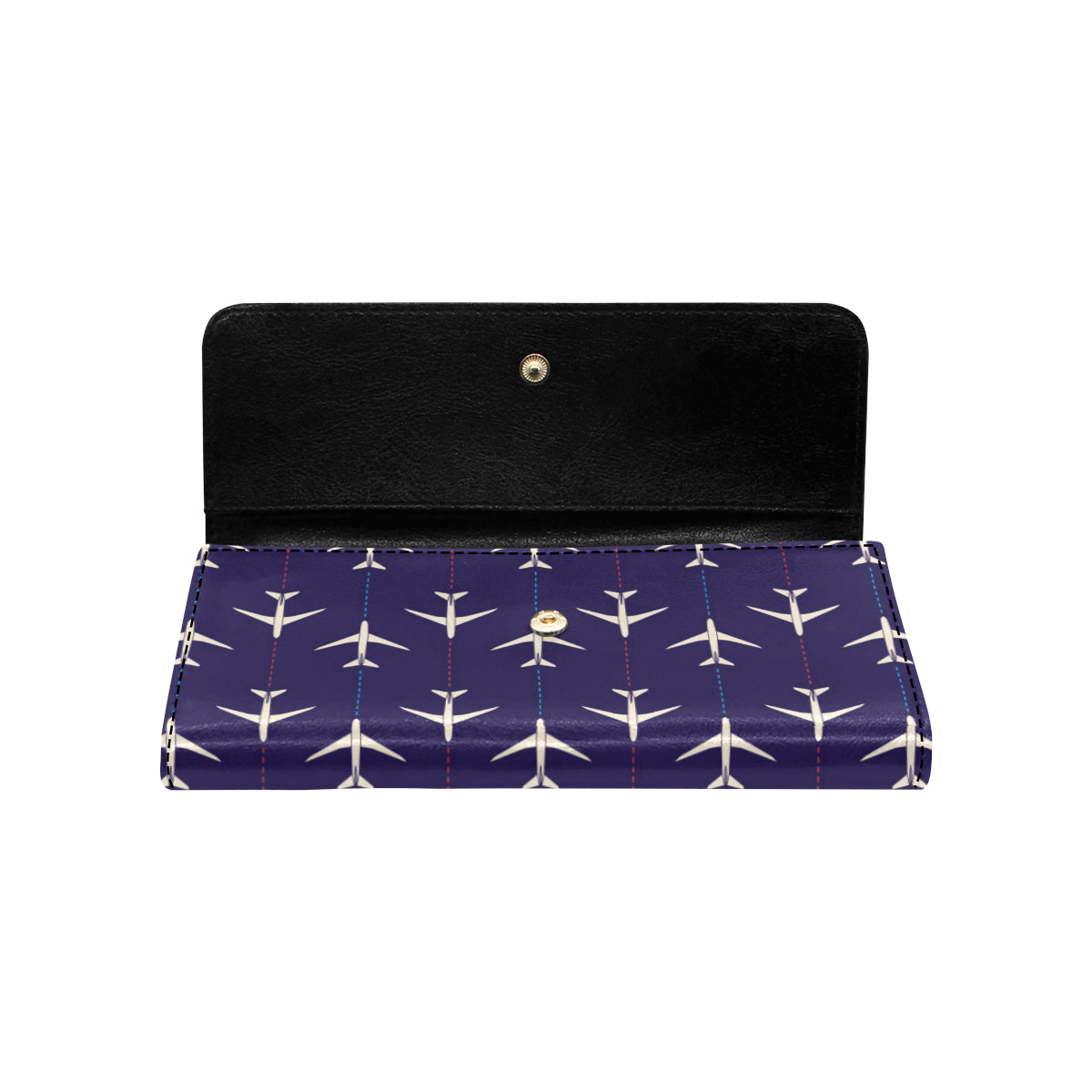 Airplane Pattern Print Design 03 Women's Trifold Wallet