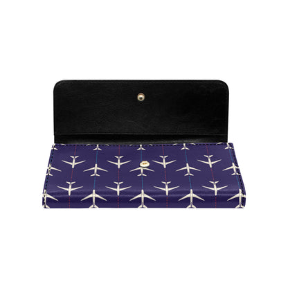 Airplane Pattern Print Design 03 Women's Trifold Wallet