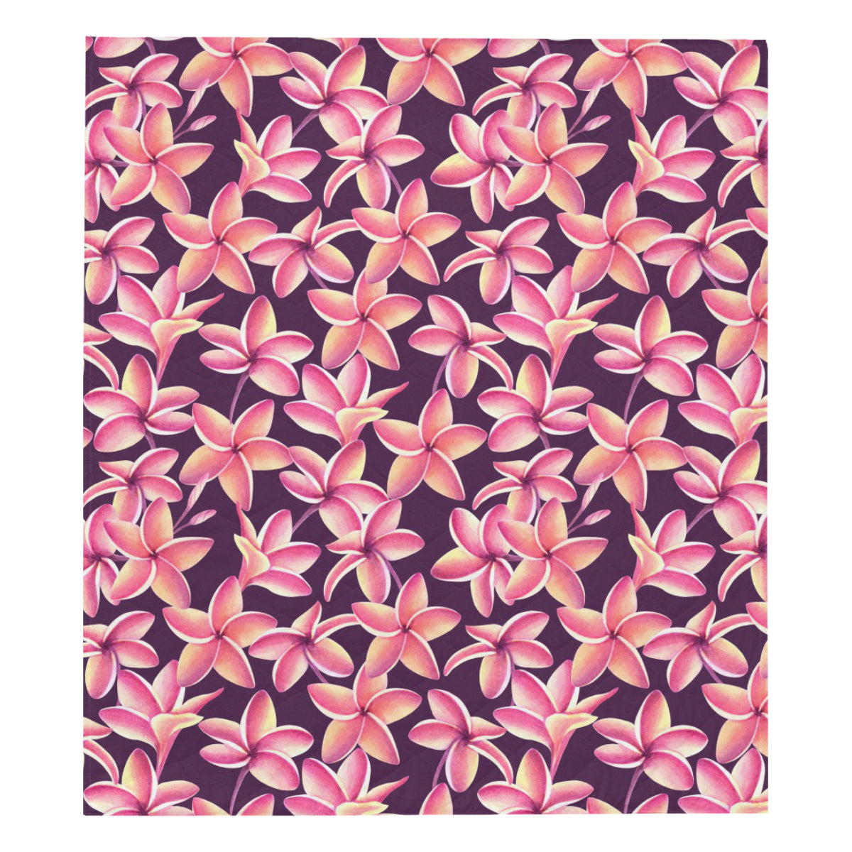 Purple Plumeria Pattern Print Design PM010 Premium Quilt