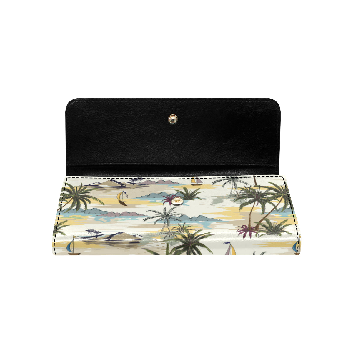 Palm Tree Beach Print Women's Trifold Wallet