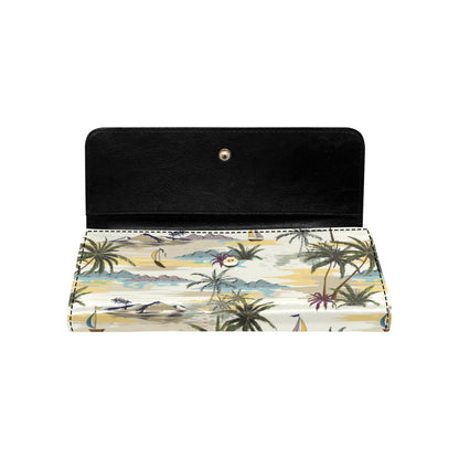 Palm Tree Beach Print Women's Trifold Wallet