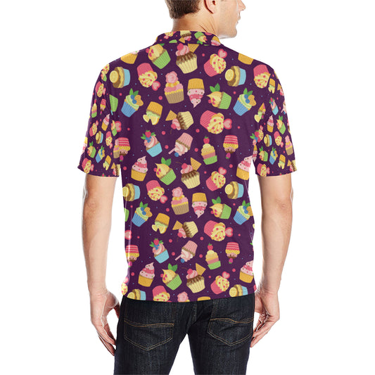 Cupcake Pattern Print Design 05 Men Polo Shirt
