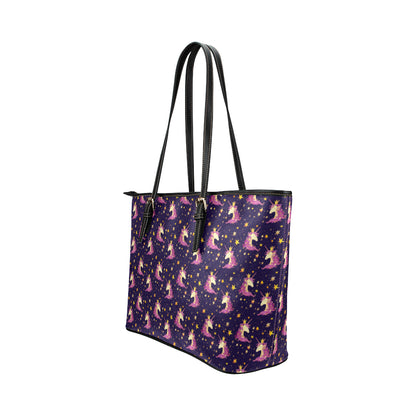 Unicorn Princess Star Sparkle Leather Tote Bag