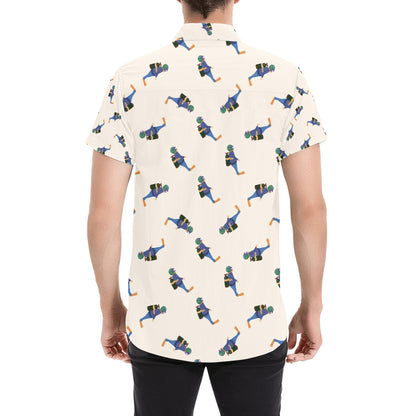 Scuba Driver Print Design LKS301 Men Short Sleeve Button Up Shirt