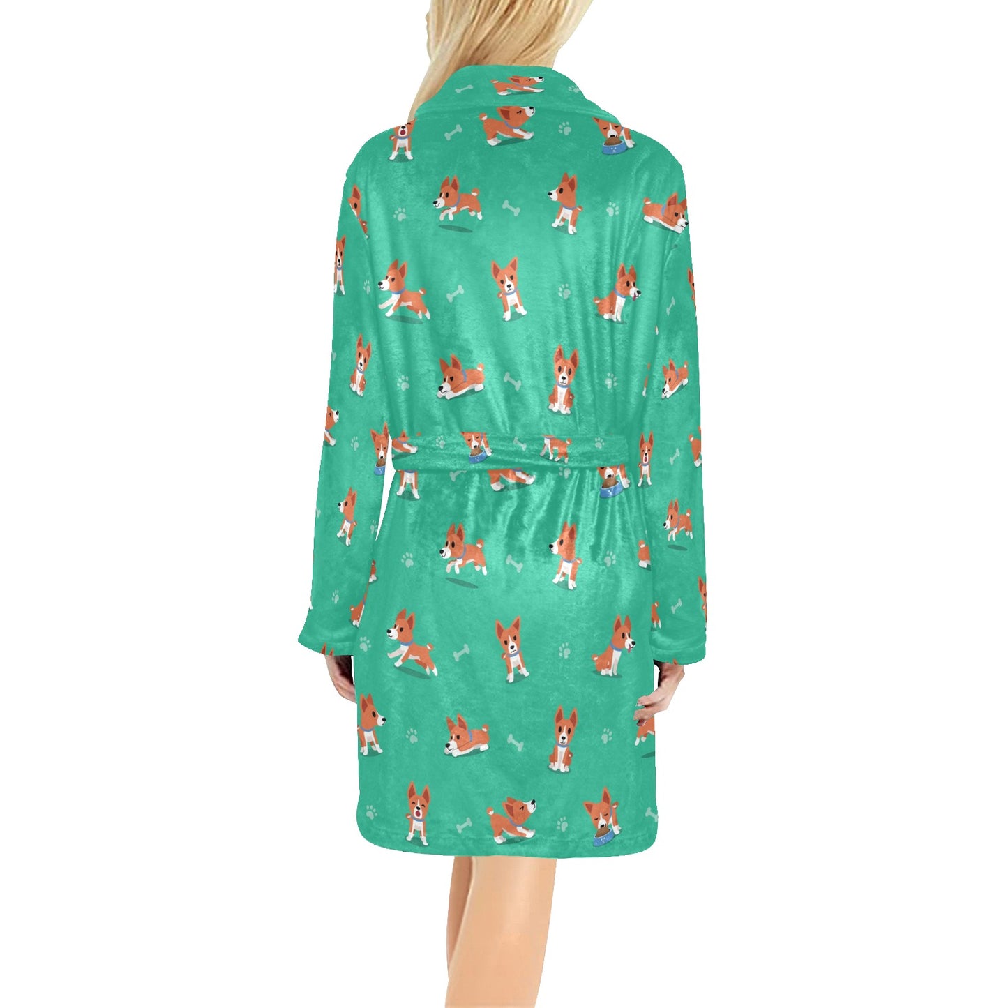 Basenji Pattern Print Design 02 Women's Fleece Robe