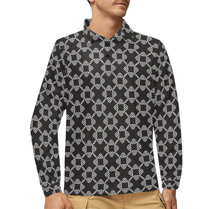 Celtic Pattern Print Design 06 Long Sleeve Polo Shirt For Men's