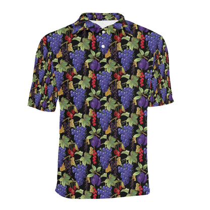 Grape Pattern Print Design GP05 Men Polo Shirt