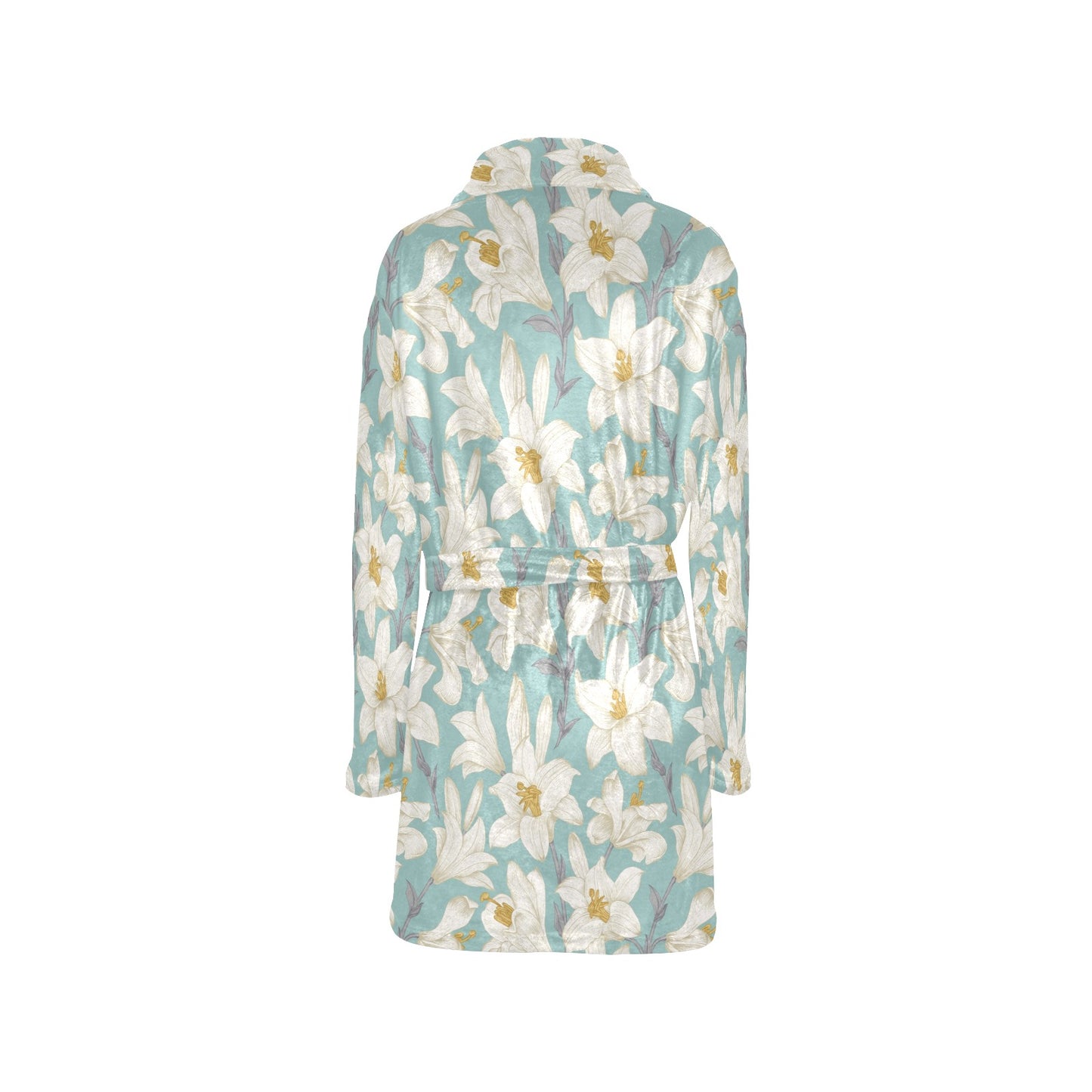 Lily Pattern Print Design 02 Women's Fleece Robe
