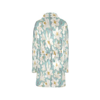Lily Pattern Print Design 02 Women's Fleece Robe