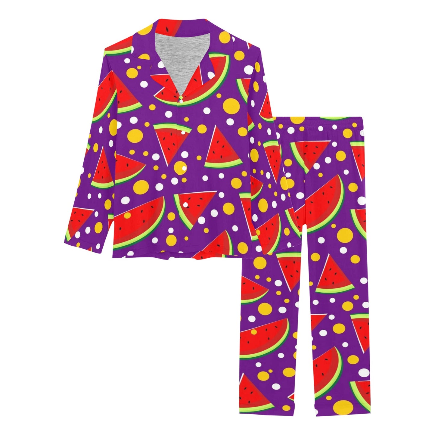 Watermelon Pattern Print Design WM010 Women's Long Pajama Set