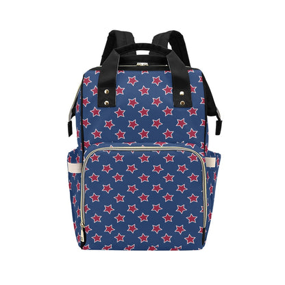 Star Red Blue Print Design LKS301 Diaper Bag Backpack
