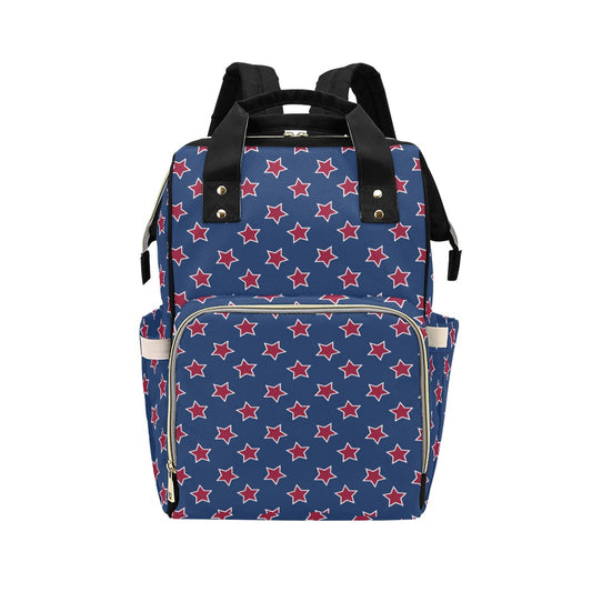 Star Red Blue Print Design LKS301 Diaper Bag Backpack