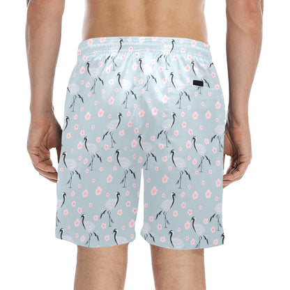 Sakura Bird Print Design LKS304 Men's Swim Trunks Beach Shorts