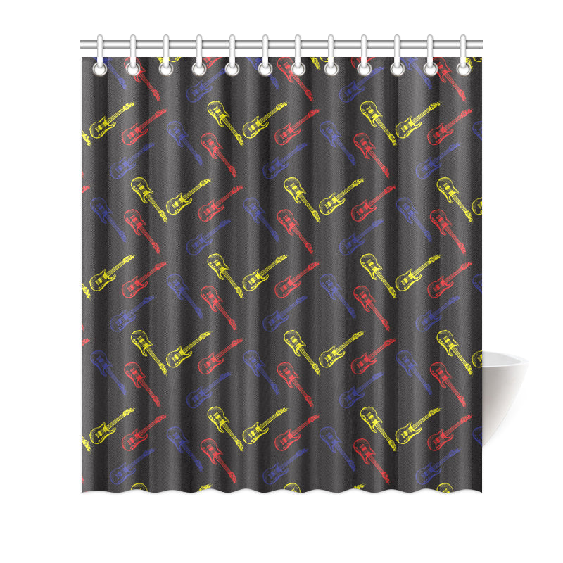 Electric Guitar Pattern Print Design 03 Shower Curtain