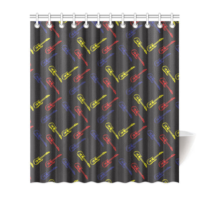 Electric Guitar Pattern Print Design 03 Shower Curtain