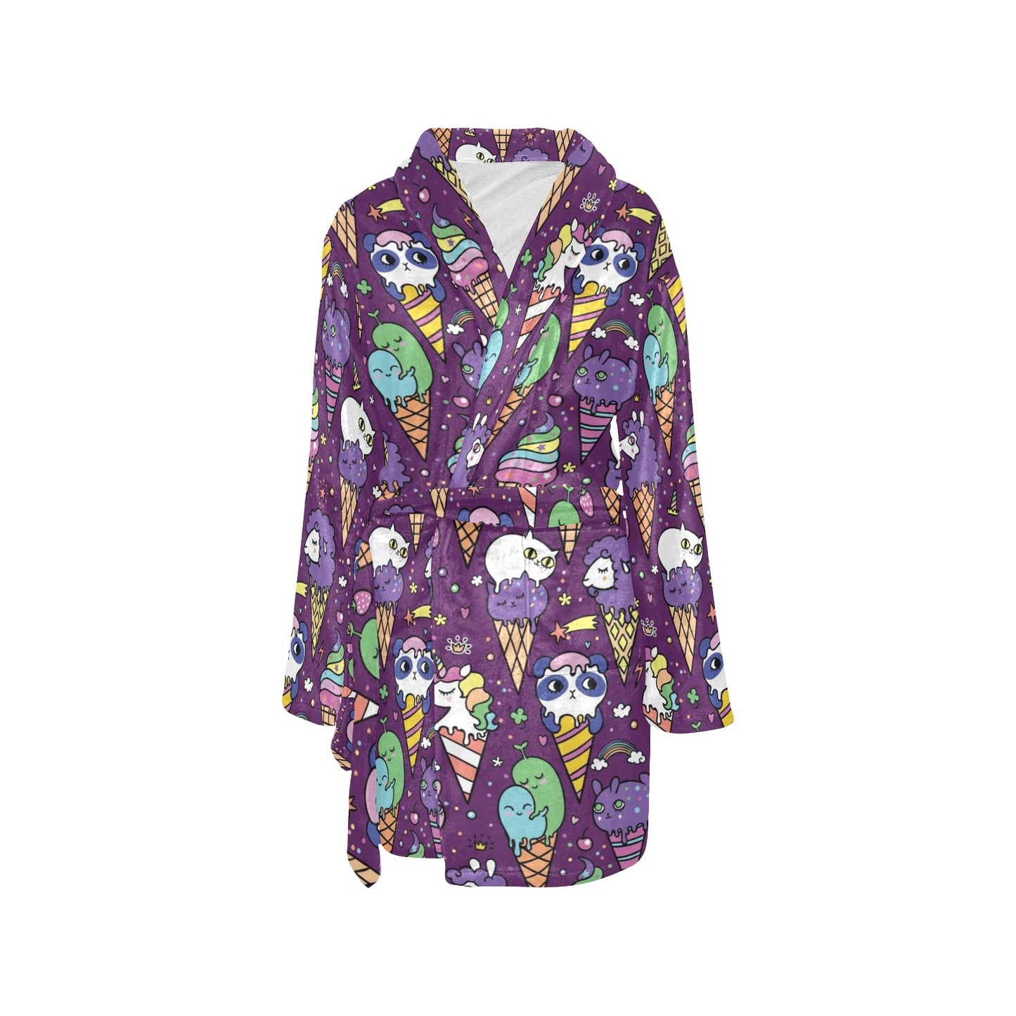 Ice Cream Pattern Print Design IC07 Women's Fleece Robe