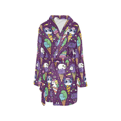 Ice Cream Pattern Print Design IC07 Women's Fleece Robe