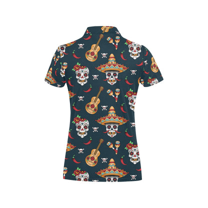 sugar skull Mexican Women's Polo Shirt