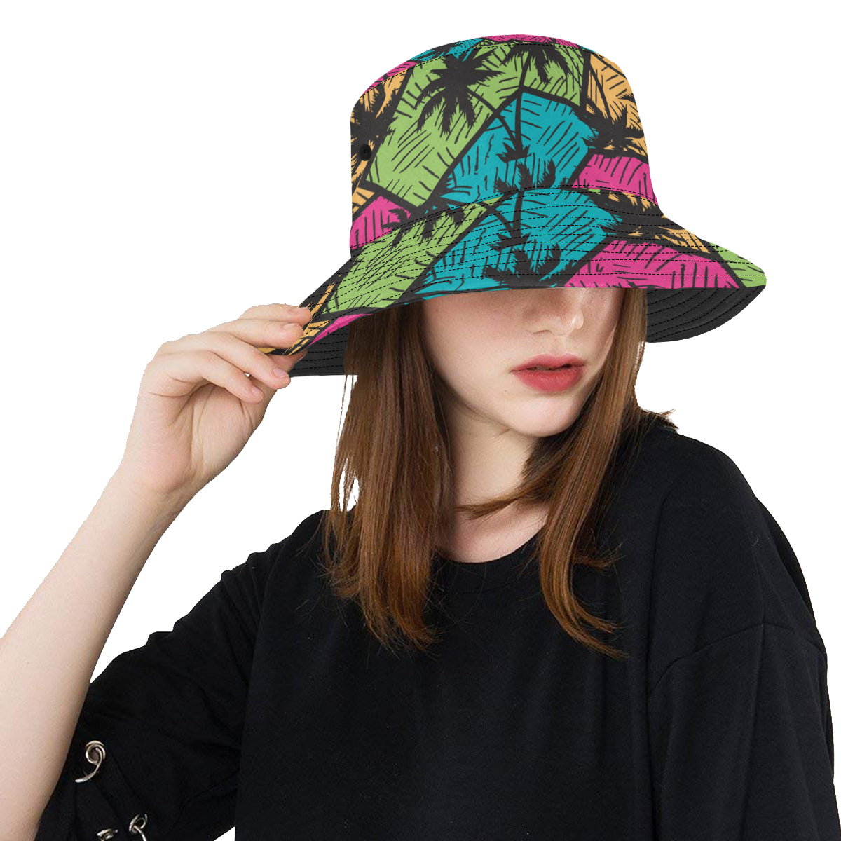 Palm Tree Pattern Print Design PT09 Unisex Bucket Hat