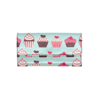 CupCake Print Pattern Women's Trifold Wallet