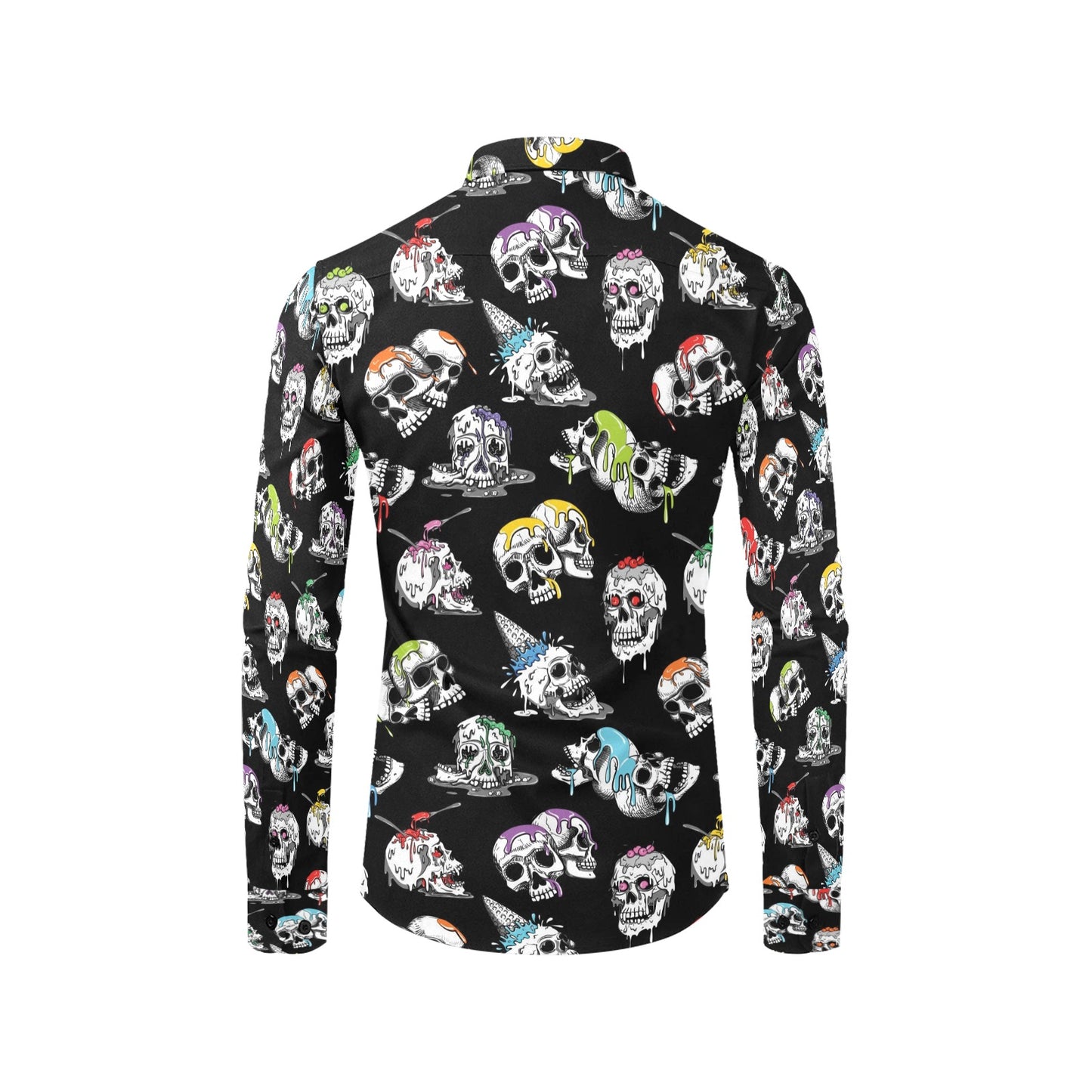 Skull Print Design LKS3013 Men's Long Sleeve Dress Shirt