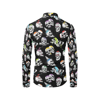Skull Print Design LKS3013 Men's Long Sleeve Dress Shirt
