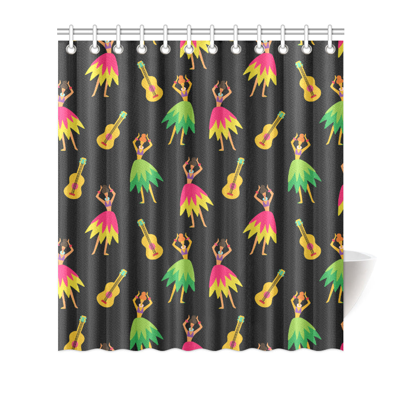 Hula Dancers Hawaiian Girl Pattern Print Design 03 Shower Curtain