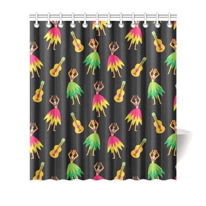 Hula Dancers Hawaiian Girl Pattern Print Design 03 Shower Curtain