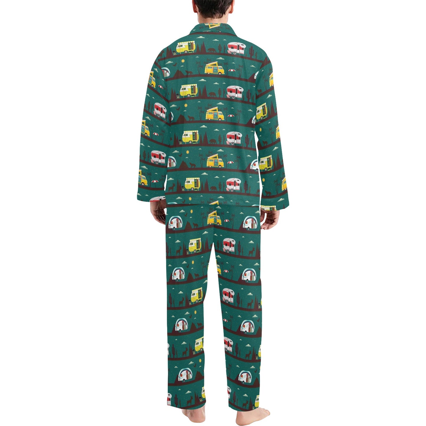 Camper Pattern Print Design 05 Men's Long Pajama Set