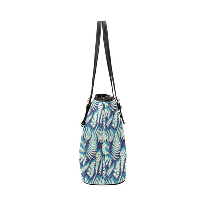 Fern Leave Summer Print Pattern Leather Tote Bag