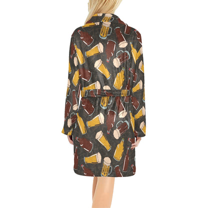 Beer Pattern Print Design 03 Women's Fleece Robe