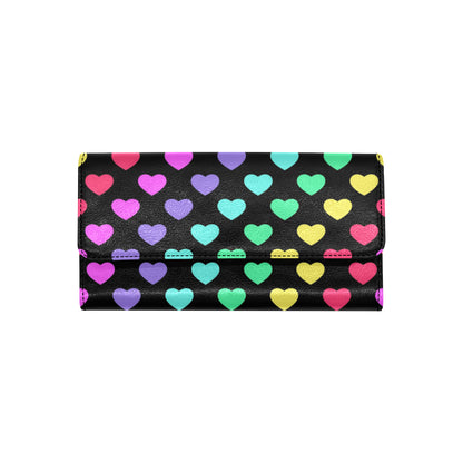 Heart Rainbow Pattern Print Design HE02 Women's Trifold Wallet
