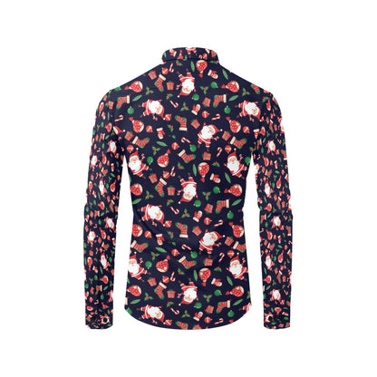 Santa Christmas Themed Print Design LKS304 Men's Long Sleeve Dress Shirt