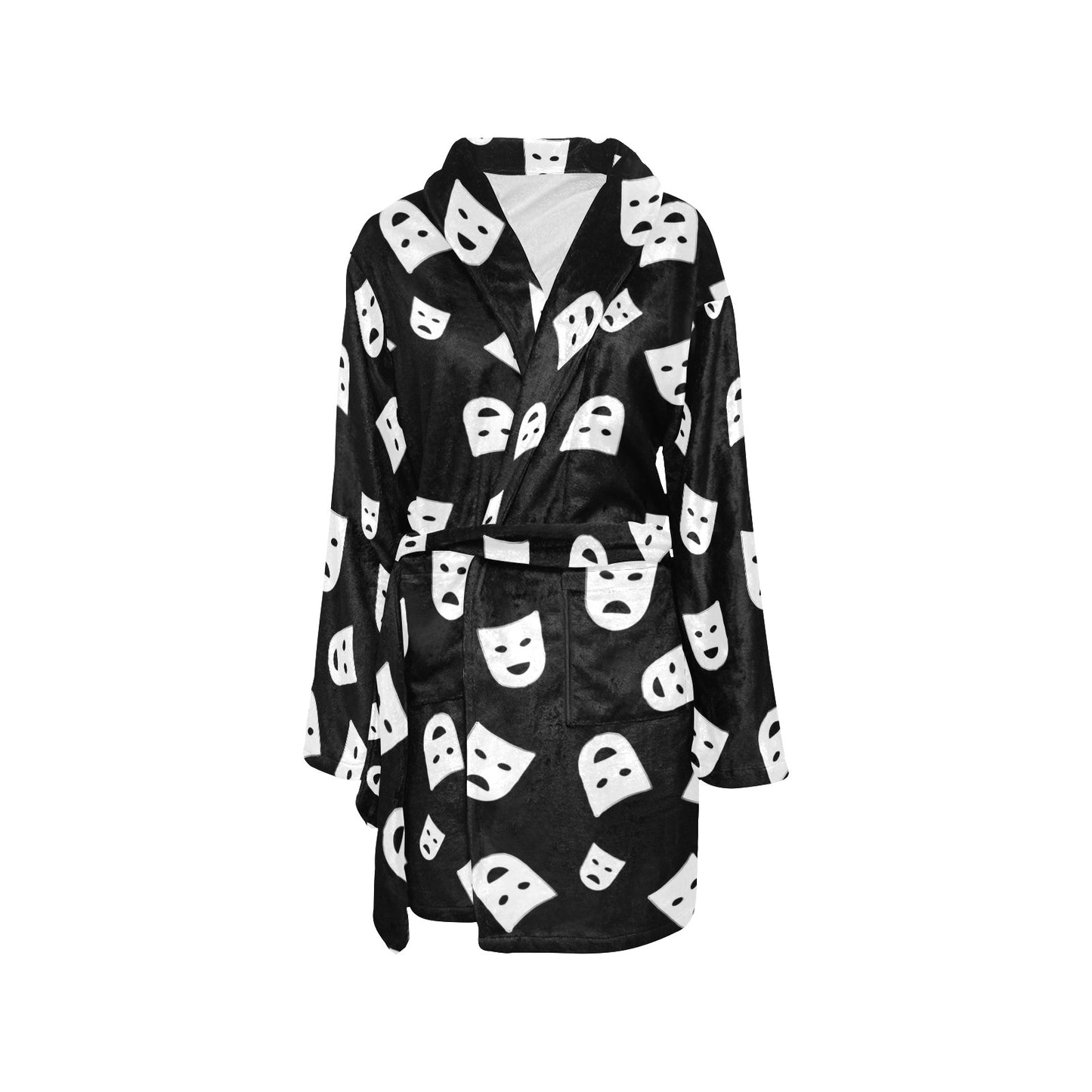 Acting Mask Pattern Print Design 03 Women's Fleece Robe