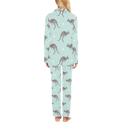 Kangaroos Pattern Print Design 04 Women's Long Pajama Set
