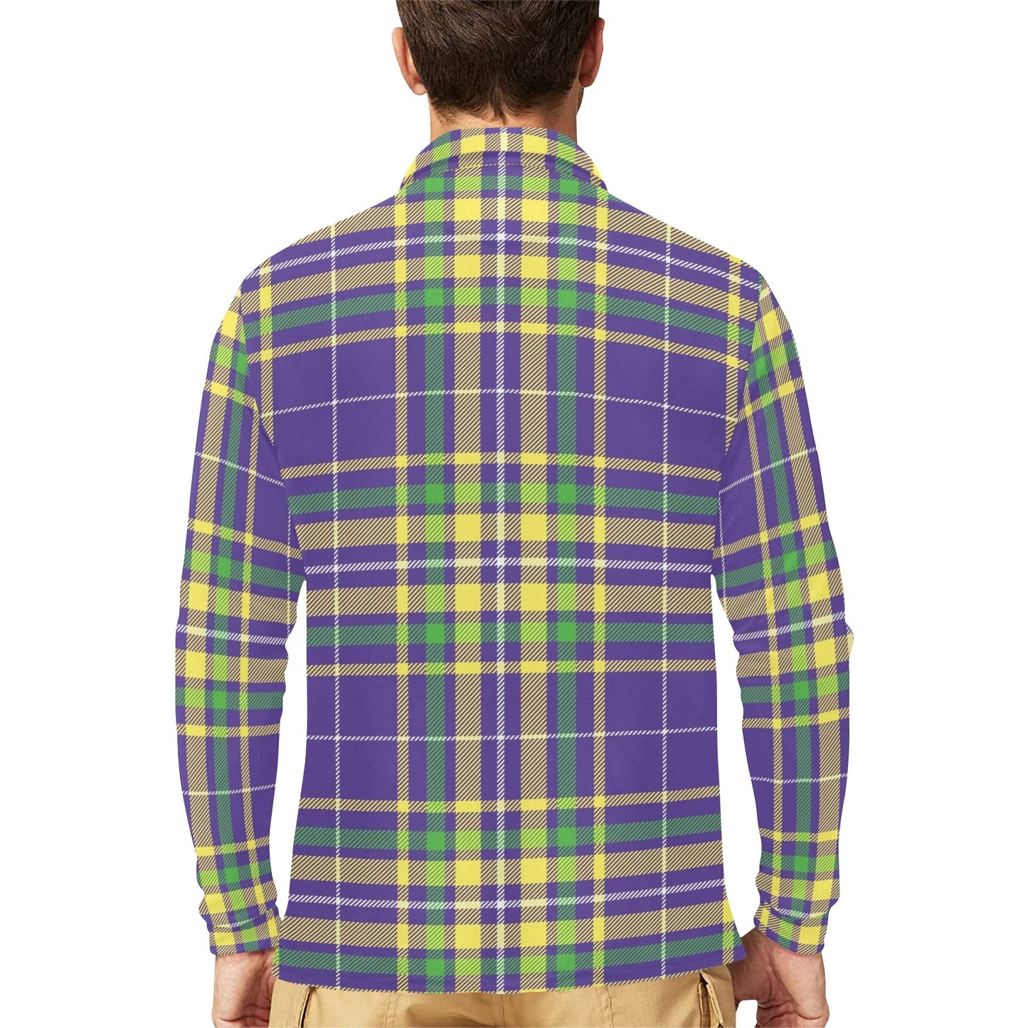 Mardi Gras Pattern Print Design 010 Long Sleeve Polo Shirt For Men's