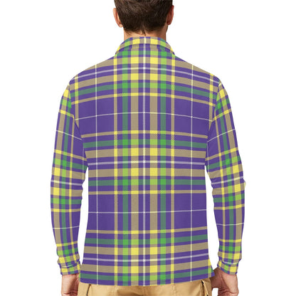 Mardi Gras Pattern Print Design 010 Long Sleeve Polo Shirt For Men's