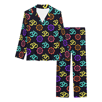 Chakra OM Print Pattern Women's Long Pajama Set