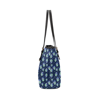 Alien Cat Leather Tote Bag