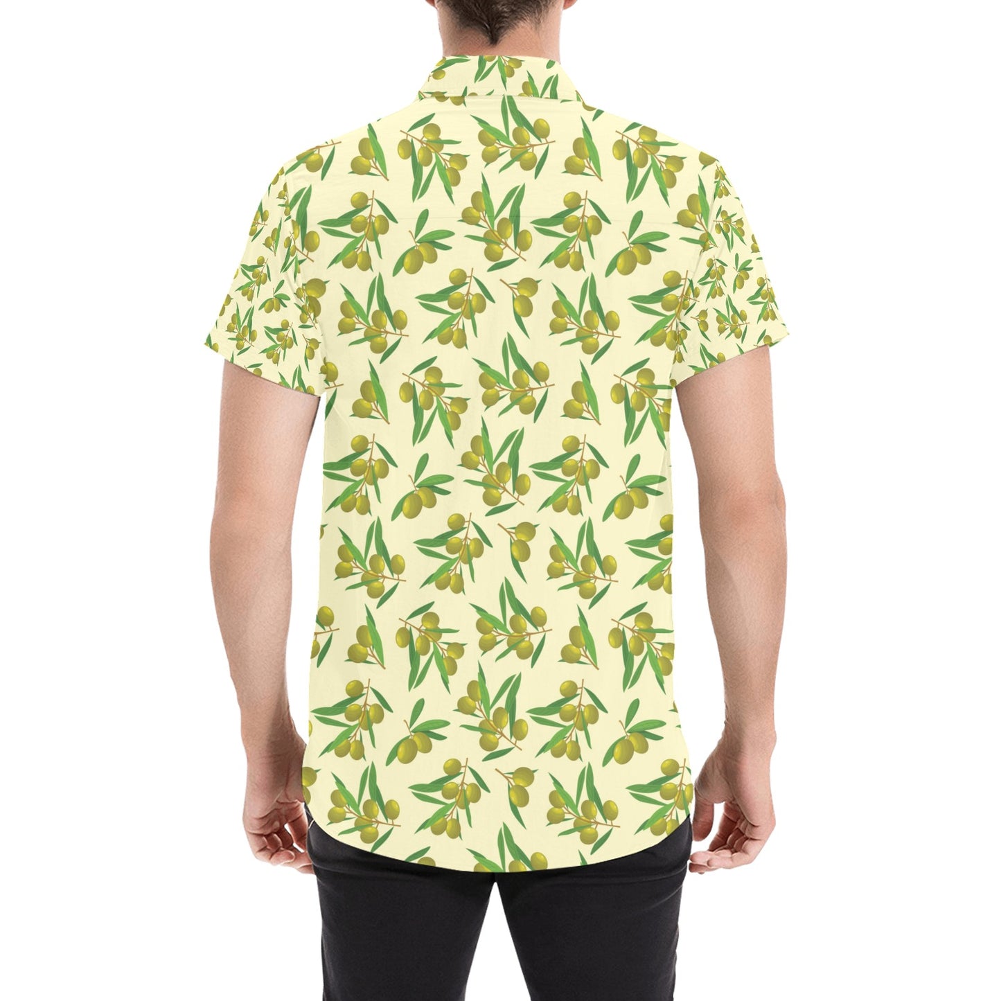Olive Print Design LKS302 Men Short Sleeve Button Up Shirt