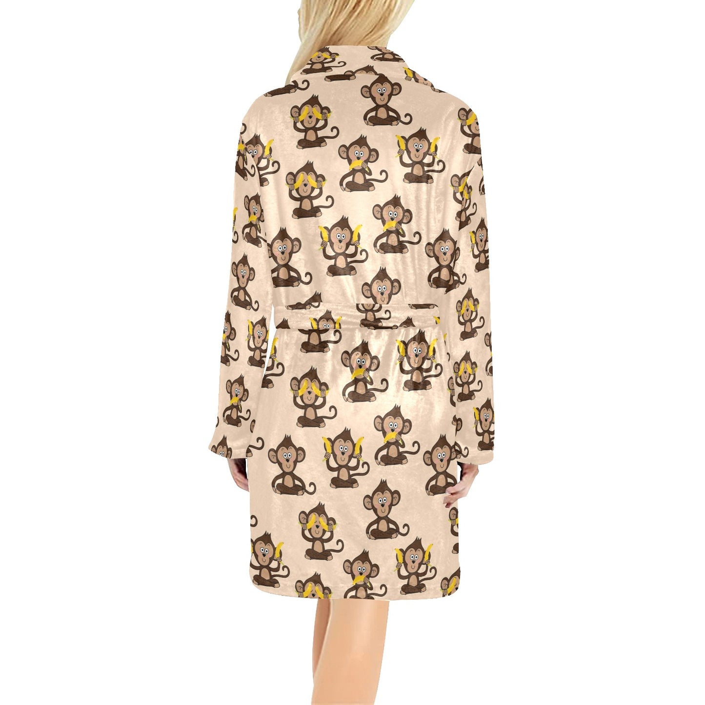Monkey Pattern Print Design 03 Women's Fleece Robe