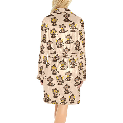Monkey Pattern Print Design 03 Women's Fleece Robe