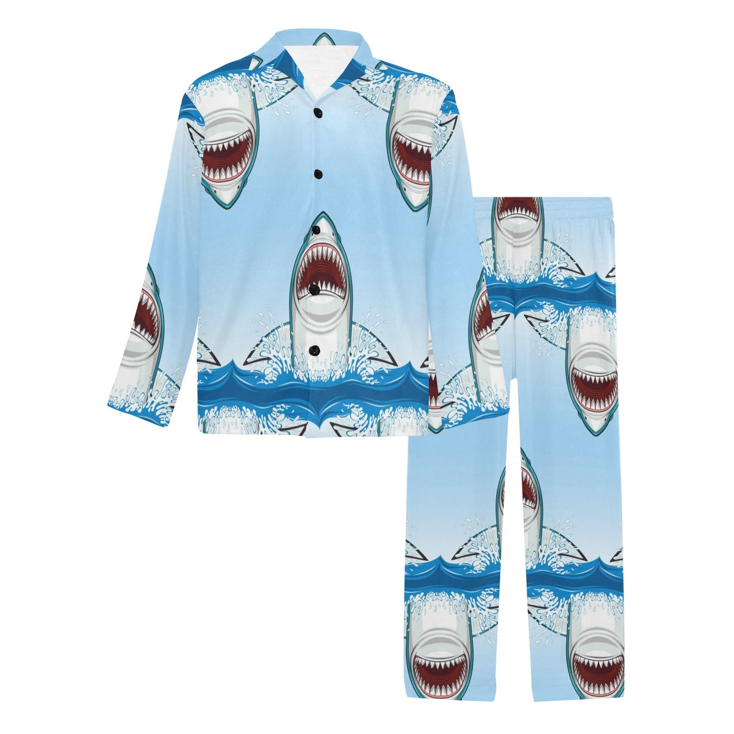 Shark Bite Men's Long Pajama Set