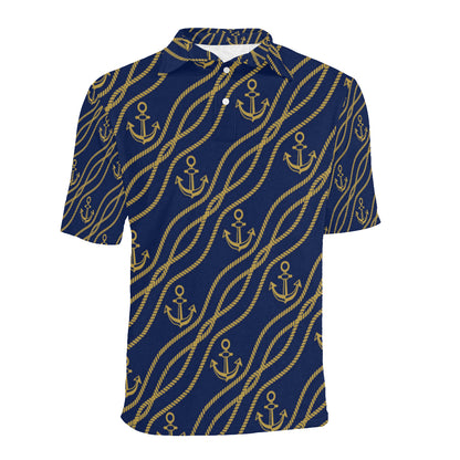 Nautical Anchor Rope  Pattern Men Polo Shirt