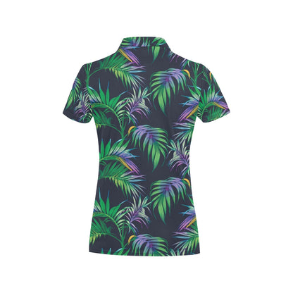 Palm Leaves Pattern Print Design PL04 Women's Polo Shirt
