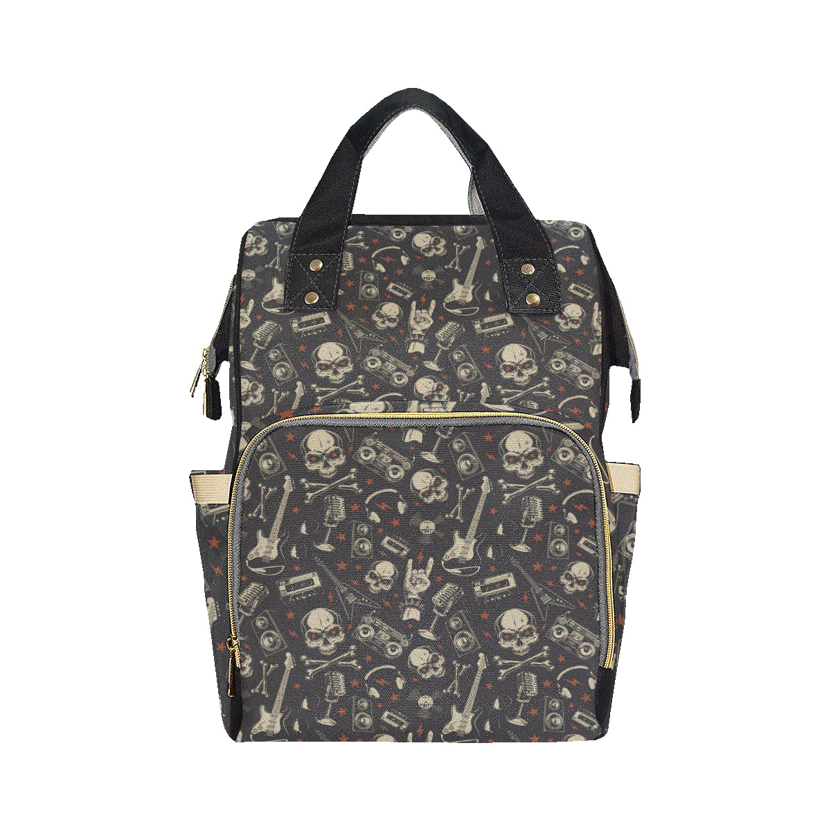 Rock and Roll Skull Pattern Print Design A03 Diaper Bag Backpack